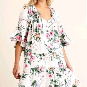 Umgee Floral print Peasant Dress